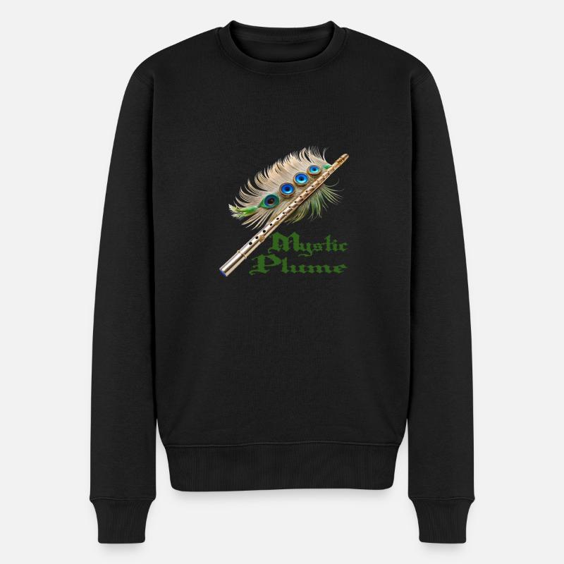 FLÖTENFEDER, MYSTISCHE FEDER - Männer Premium Bio Pullover - Schwarz