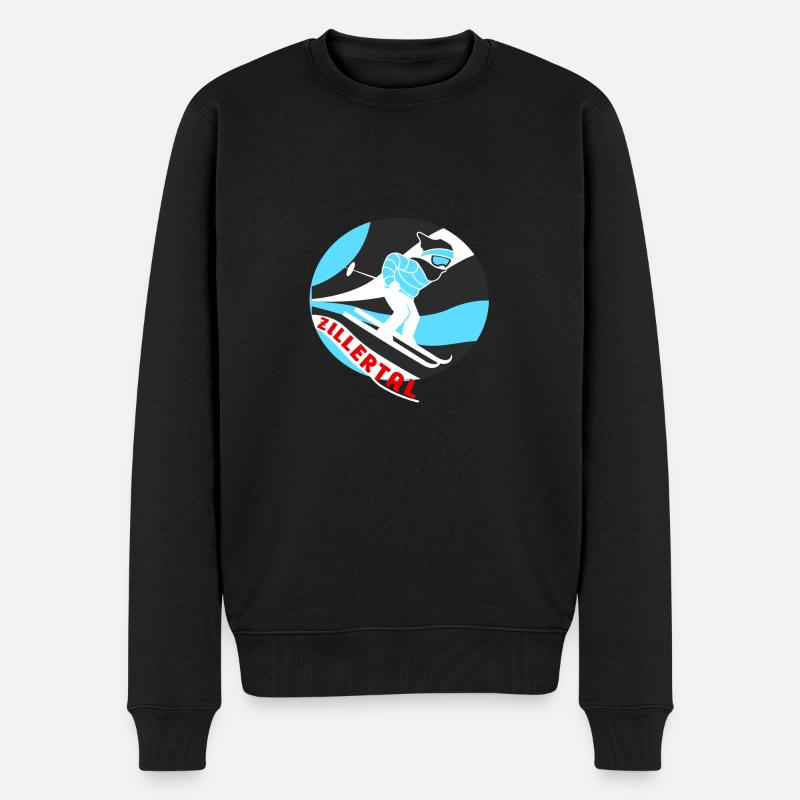 Skifahren im Zillertal - Männer Premium Bio Pullover - Schwarz
