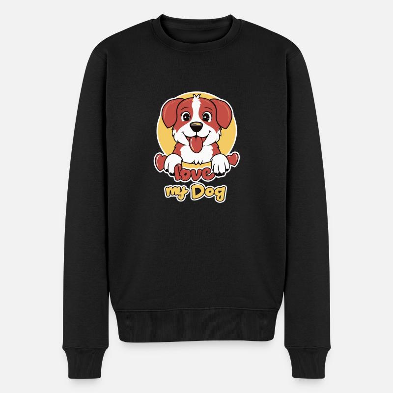 ICH LIEBE MEINEN HUND - Männer Premium Bio Pullover - Schwarz