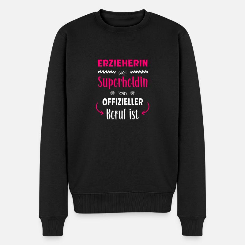 Erzieherin Superheldin - Männer Premium Bio Pullover - Schwarz