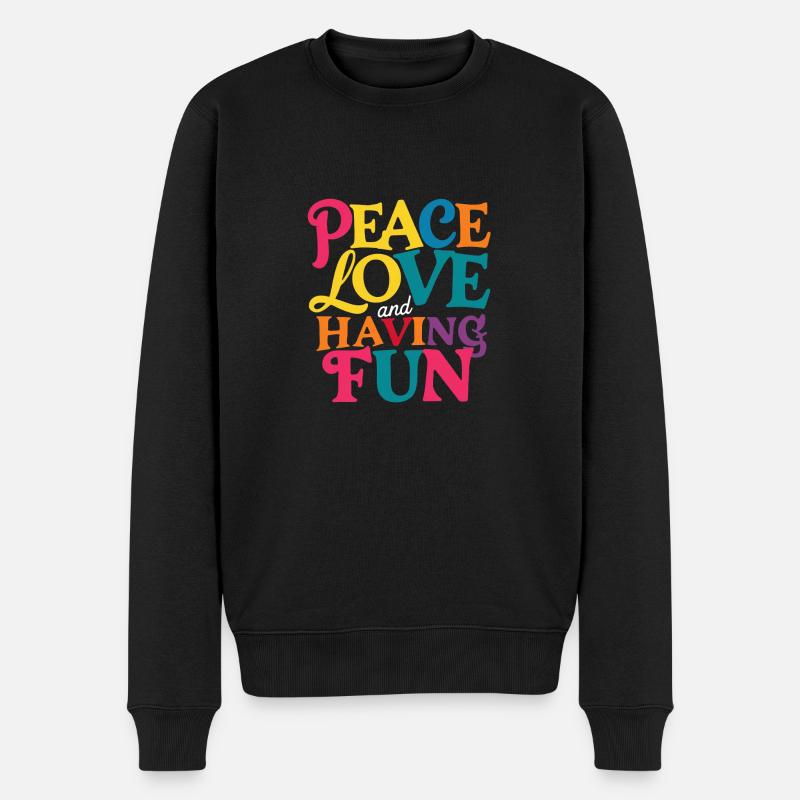 Frieden, Liebe und Freude - Männer Premium Bio Pullover - Schwarz