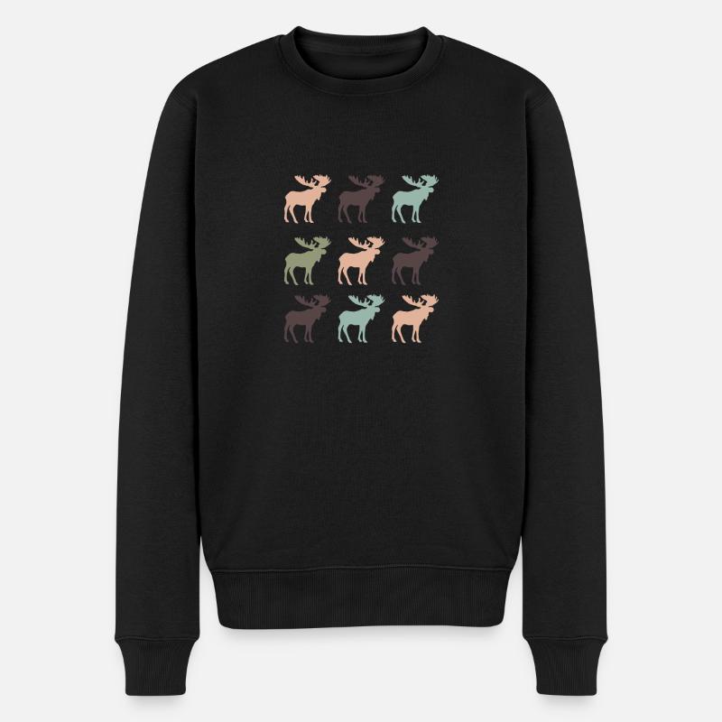 Elch - Männer Premium Bio Pullover - Schwarz