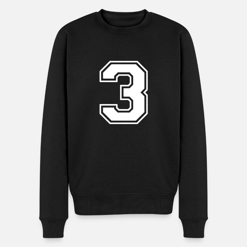 Nummer 3 - Männer Premium Bio Pullover - Schwarz