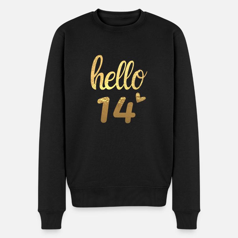 Hello 14 doré - Pull Premium bio Homme - noir