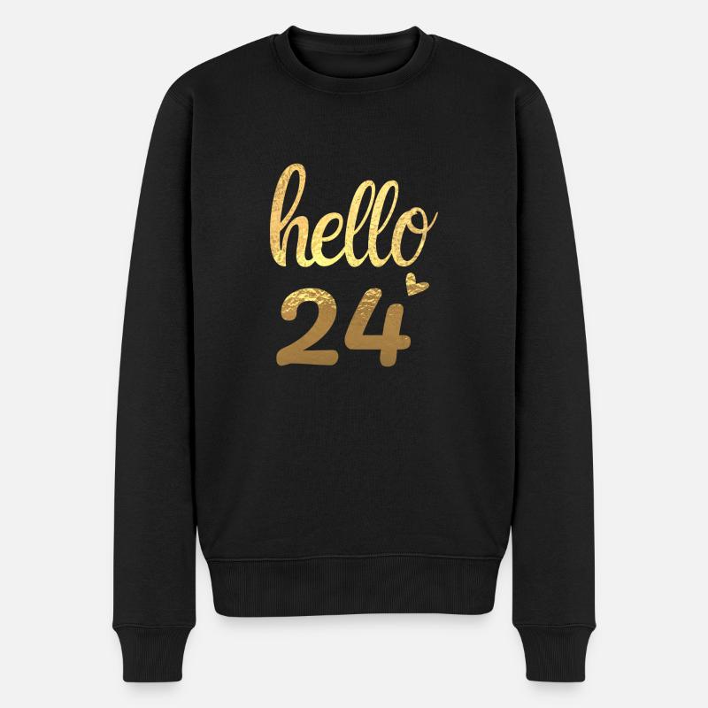 Hello 24 doré - Pull Premium bio Homme - noir