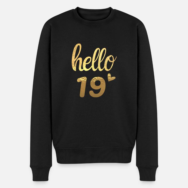 Hello 19 doré - Pull Premium bio Homme - noir