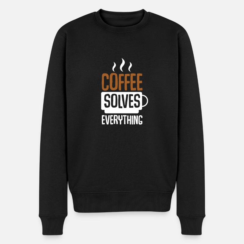 Coffee Solves Everything - Männer Premium Bio Pullover - Schwarz