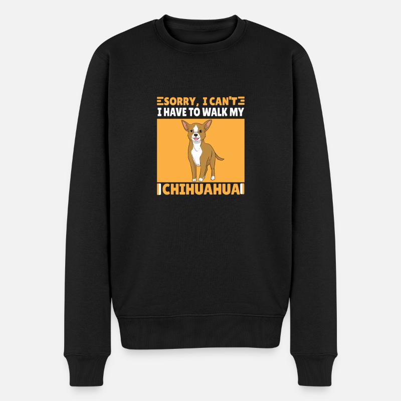 Lustiger Chihuahua Hund Spruch Geschenk Gassi - Männer Premium Bio Pullover - Schwarz