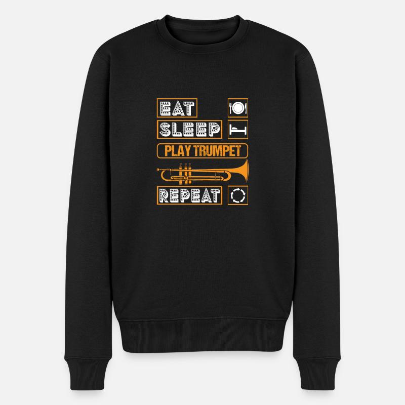 Coole Trompetenkunst Silhouette Lustiger Messing Slogan - Männer Premium Bio Pullover - Schwarz
