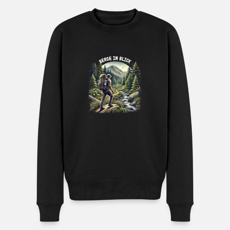 Berge im Blick - Männer Premium Bio Pullover - Schwarz