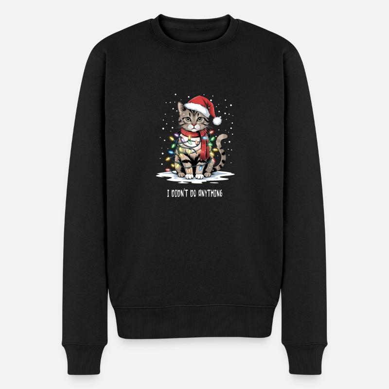 Christmas Cat - Männer Premium Bio Pullover - Schwarz