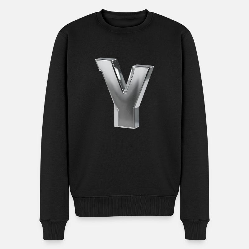 Chrome ,, Y " Metallic - Männer Premium Bio Pullover - Schwarz