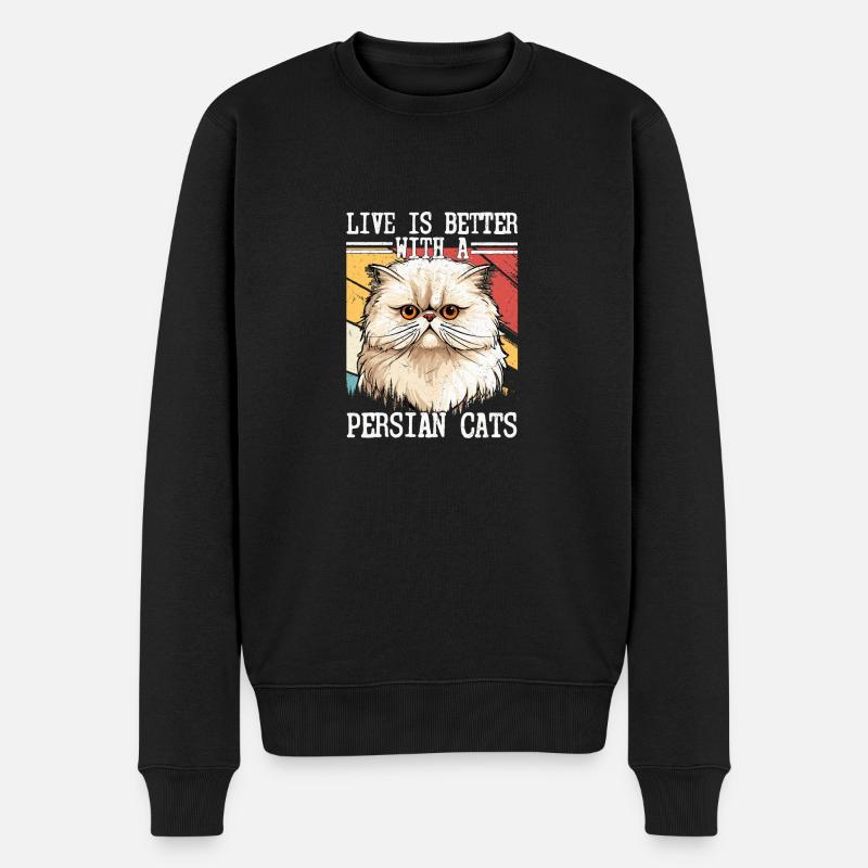 Live Is Better With A Persian Cats Cat Owner Kitte - Männer Premium Bio Pullover - Schwarz