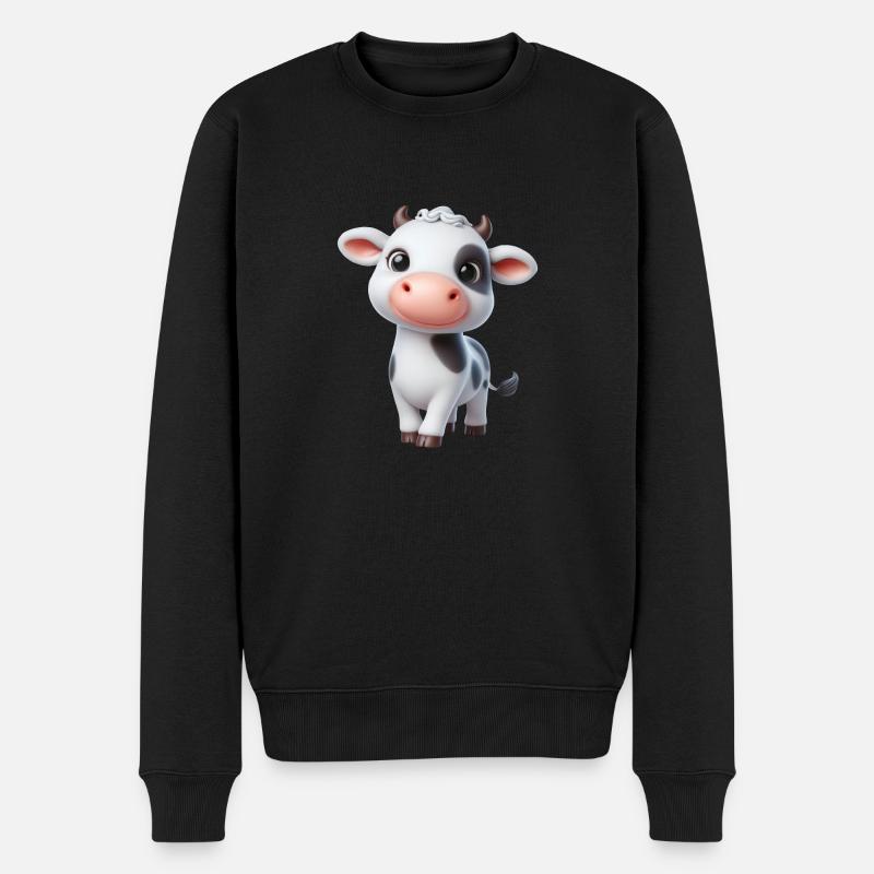 Kuh 1 - Männer Premium Bio Pullover - Schwarz