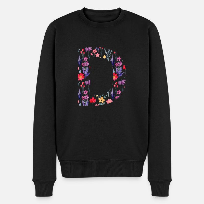 Personalisierter Blumenbuchstabe d - Geschenkidee - Männer Premium Bio Pullover - Schwarz