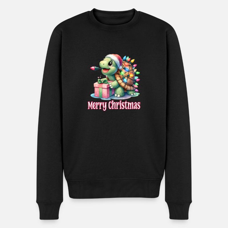 Kleine Schildkröte Weihnachtsmütze Merry Christmas - Männer Premium Bio Pullover - Schwarz