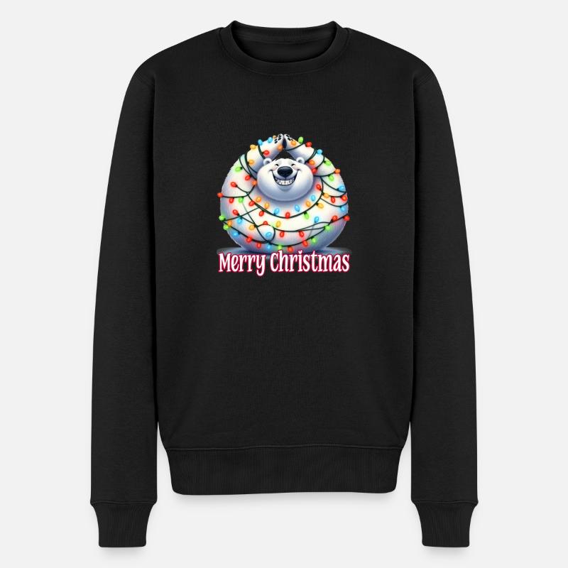 Eisbär Polarbär Weihnachten Merry Christmas - Männer Premium Bio Pullover - Schwarz