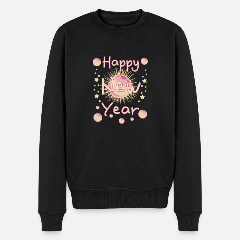 Happy NewYear - Männer Premium Bio Pullover - Schwarz