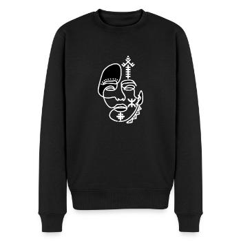 AMAZIGH TATTOO GESICHT MIT SCHMUCK - Männer Premium Bio Pullover - Schwarz - Vorne - Nico (187cm)