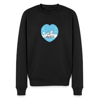 Niedliche Winter Schlittenfahren Paar Herz Design - Männer Premium Bio Pullover - Schwarz - Vorne - Nico (187cm)