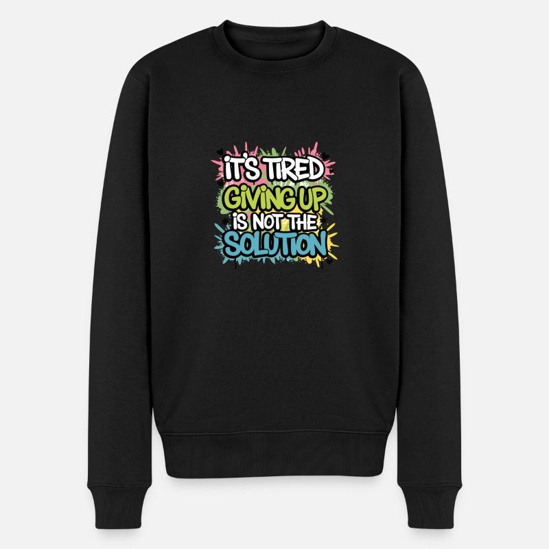 NIEMALS AUFGEBEN - Männer Premium Bio Pullover - Schwarz