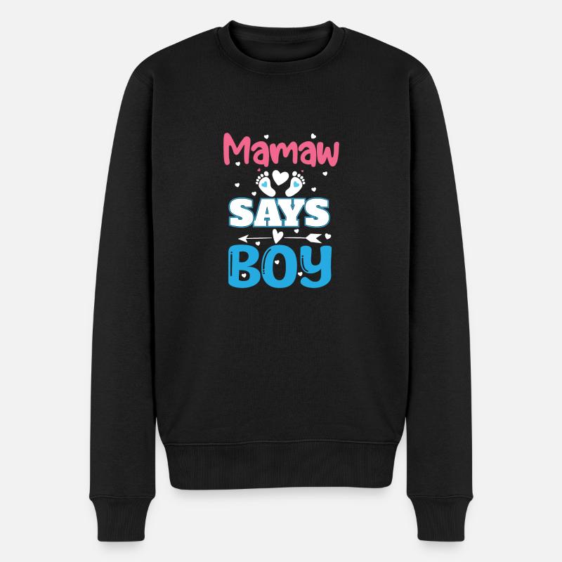 SAYS BOY - Männer Premium Bio Pullover - Schwarz