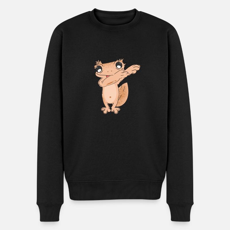 Dabbing kronengecko - Männer Premium Bio Pullover - Schwarz
