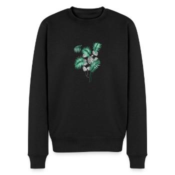 Tropical Leaves Design - Männer Premium Bio Pullover - Schwarz - Vorne - Nico (187cm)