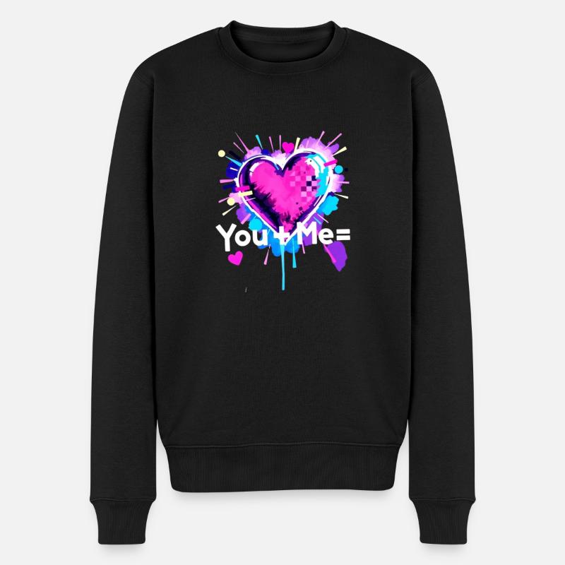 Du+Ich=Herz Du Plus Me ist gleich Liebe - Männer Premium Bio Pullover - Schwarz