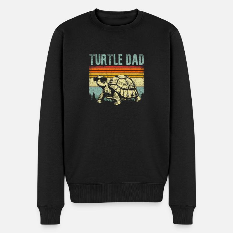 Turtle Dad – Retro Stil - Männer Premium Bio Pullover - Schwarz