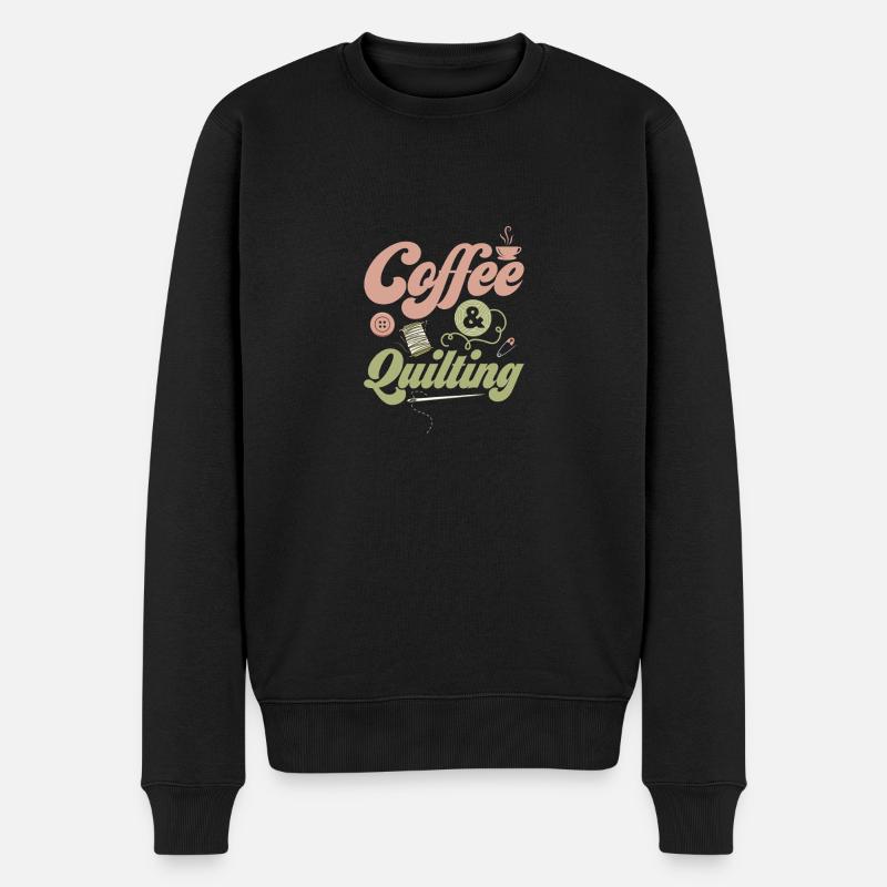 Coffee & Quilting Sewing Quilter - Männer Premium Bio Pullover - Schwarz