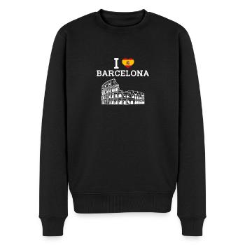 I love Barcelona Spanien Herz Flagge Kolosseum Wortspiel - Männer Premium Bio Pullover - Schwarz - Vorne - Nico (187cm)