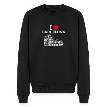 I Love Barcelona Cool Heart Flagge Kolosseum Spanien - Männer Premium Bio Pullover - Schwarz - Vorne - Nico (187cm)