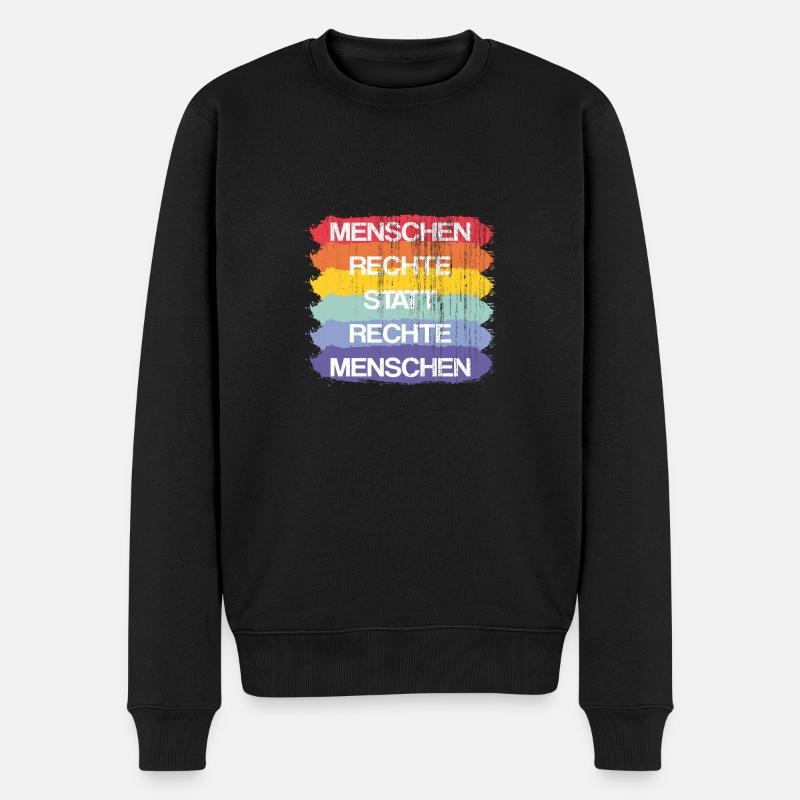 Menschenrechte statt rechte Menschen Demokratie - Männer Premium Bio Pullover - Schwarz