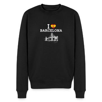 I love Barcelona Wortspiel Golden Gate Brücke Spanien Flagge - Männer Premium Bio Pullover - Schwarz - Vorne - Nico (187cm)