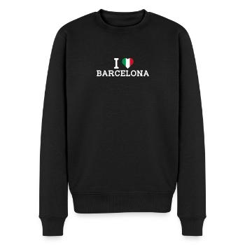 I Love Barcelona Cool Wrong Flag Italy Lover Heart - Männer Premium Bio Pullover - Schwarz - Vorne - Nico (187cm)