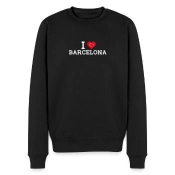 I love Barcelona Cool Wrong Flag Turkish Lover Wortspiel - Männer Premium Bio Pullover - Schwarz - Vorne - Nico (187cm)