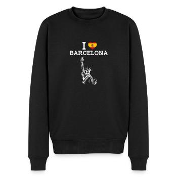 I Love Barcelona Statue Spanien Liebhaber Herz Flagge - Männer Premium Bio Pullover - Schwarz - Vorne - Nico (187cm)