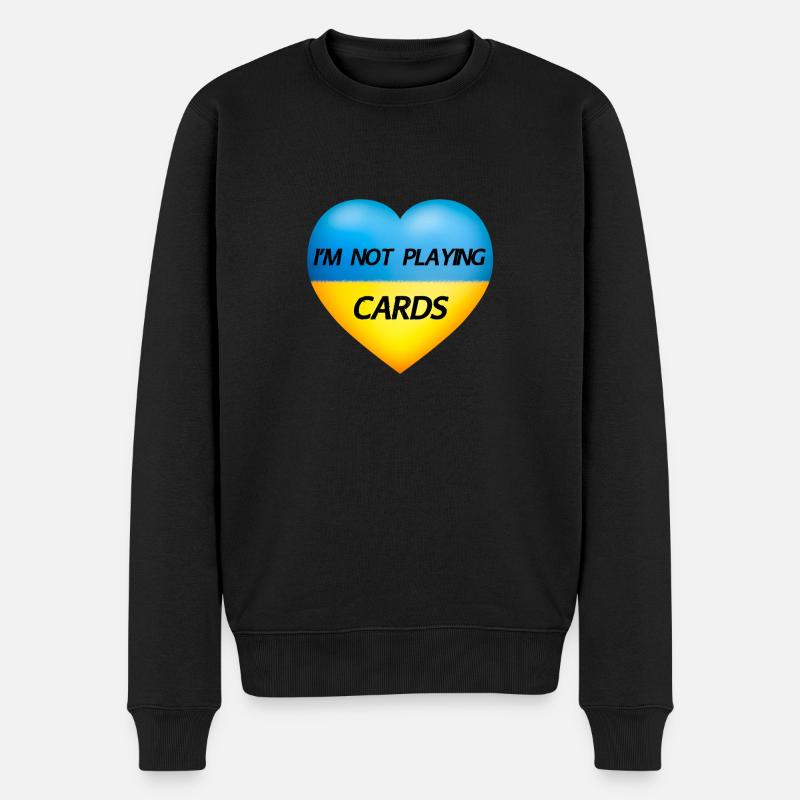 I'M NOT PLAYING CARDS – UKRAINE HERZ - Männer Premium Bio Pullover - Schwarz