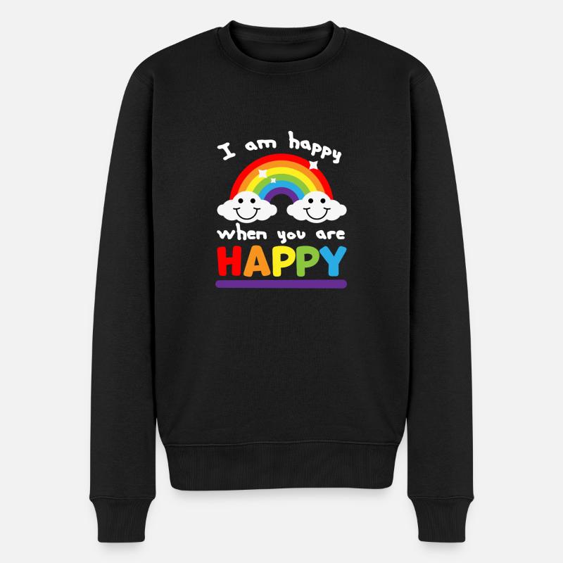 Happy1 - Männer Premium Bio Pullover - Schwarz