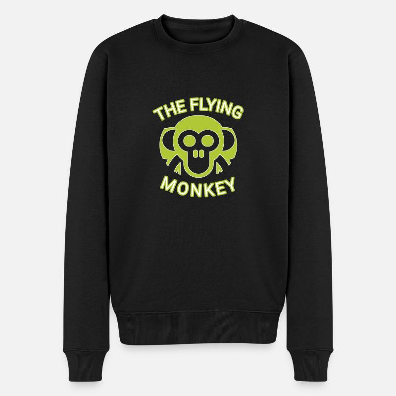 The flying Monkey Grün - Männer Premium Bio Pullover - Schwarz