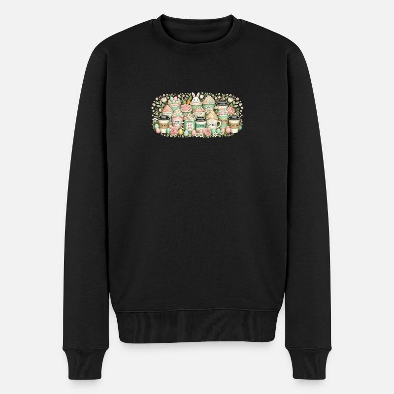 Ostern Kaffeeliebhaber Osterhase Kaffeetrinker - Männer Premium Bio Pullover - Schwarz