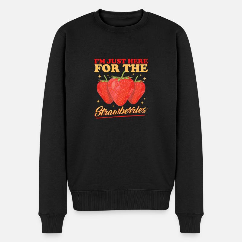 Erdbeeren Erdbeere Strawberry Geschenk - Männer Premium Bio Pullover - Schwarz