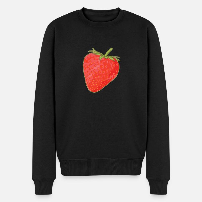Erdbeeren Erdbeere Strawberry Geschenk - Männer Premium Bio Pullover - Schwarz