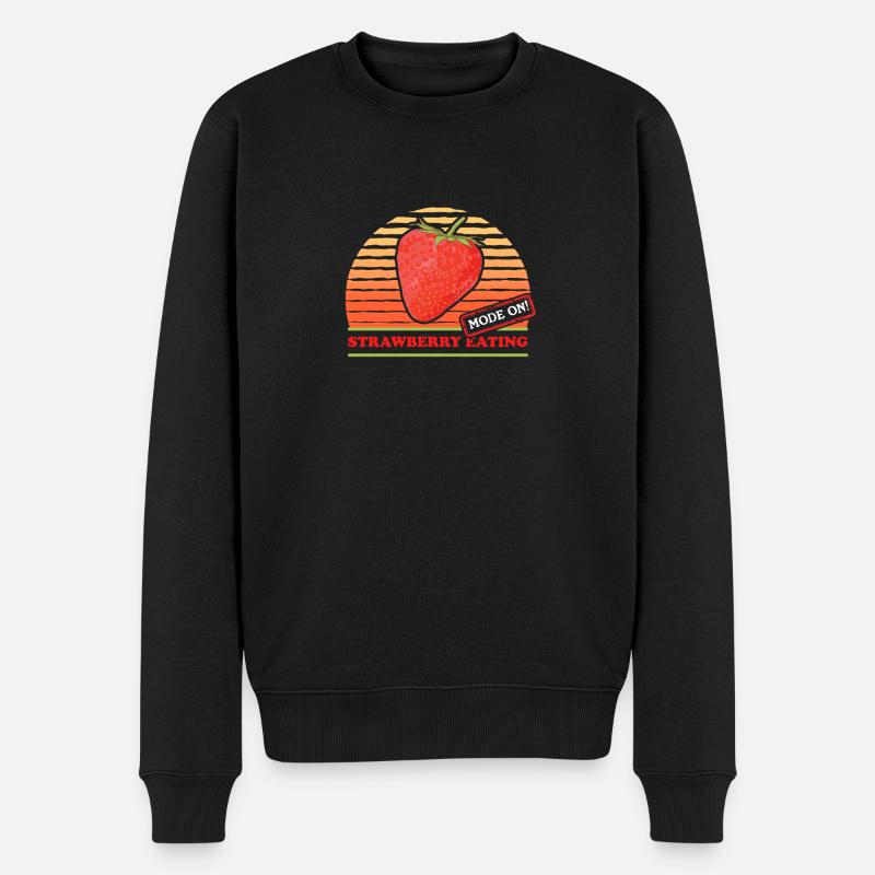 Erdbeeren Erdbeere Strawberry Geschenke - Männer Premium Bio Pullover - Schwarz