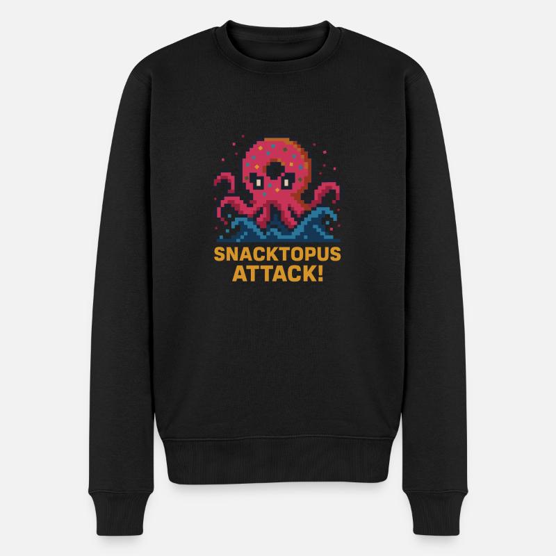 Snacktopus Attack Pixel Donut Kraken - Pull Premium bio Homme - noir