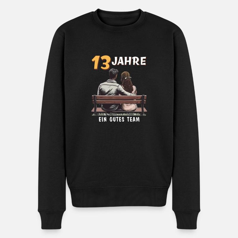 13 JAHRE EIN GUTES TEAM MANN FRAU - Männer Premium Bio Pullover - Schwarz
