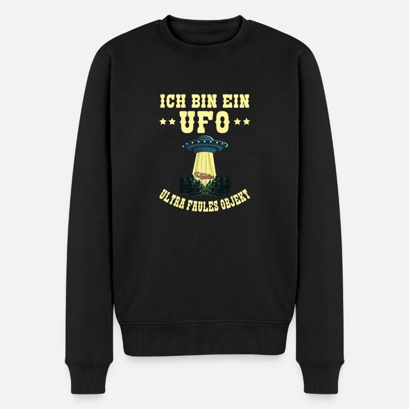 Ich Bin Ein UFO Ultra Faules Objekt Faultier Alien - Männer Premium Bio Pullover - Schwarz