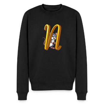 BUCHSTABE N - Männer Premium Bio Pullover - Schwarz - Vorne - Nico (187cm)