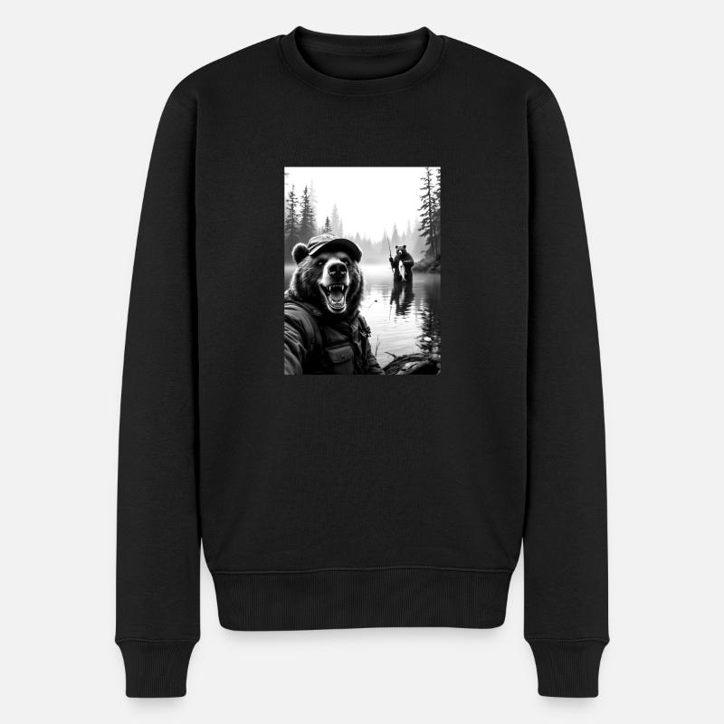 Selfie d’ours de pêche - Pull Premium bio Homme - noir